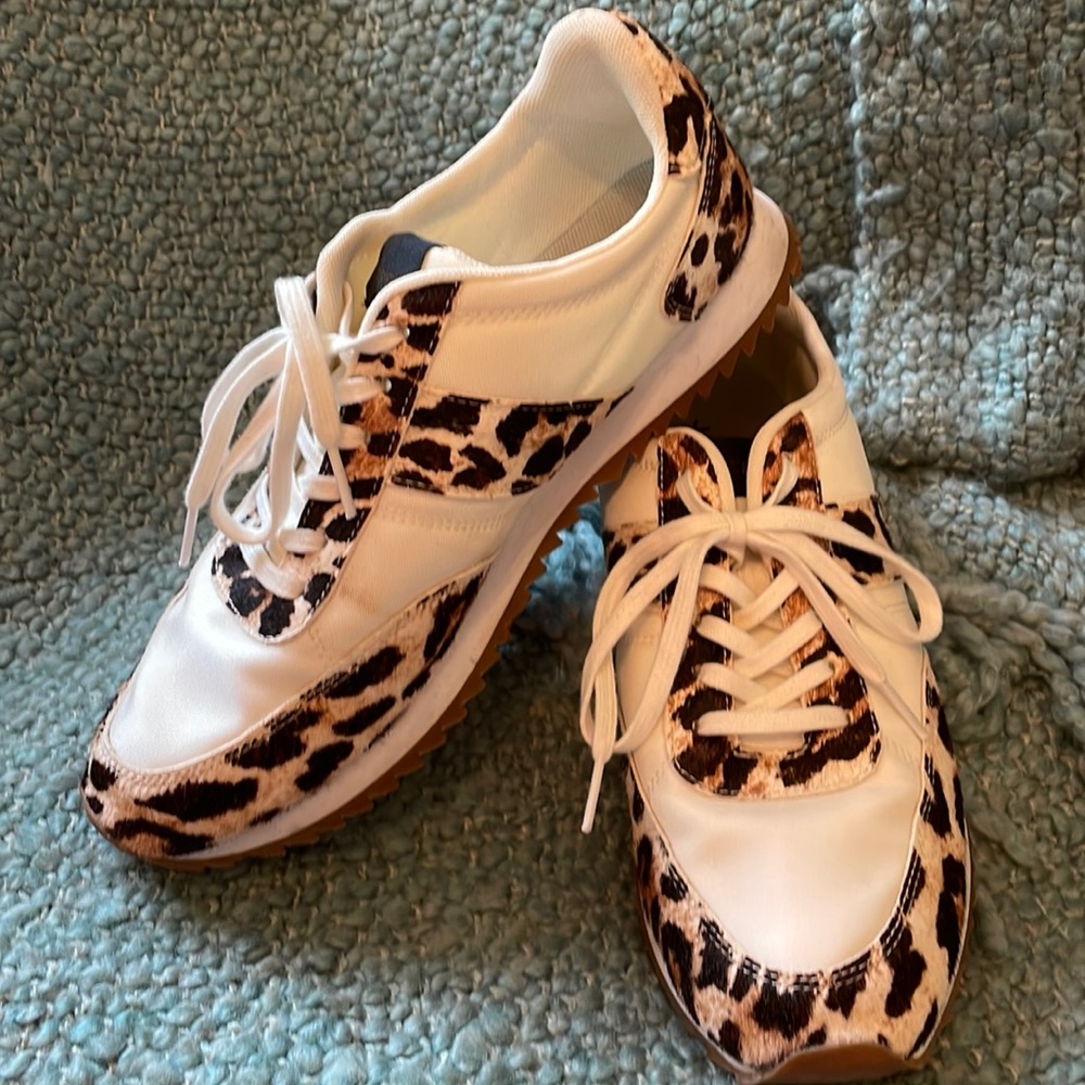 J Crew Leopard Calf Hair Trainers 10